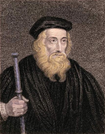 Portrait of John Wycliffe (c.1330-84) engraved by James Posselwhite (1798-1884) after a print by G. 19th centu