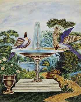 Birds in a Fountain in a Landscape Park c.1840  on