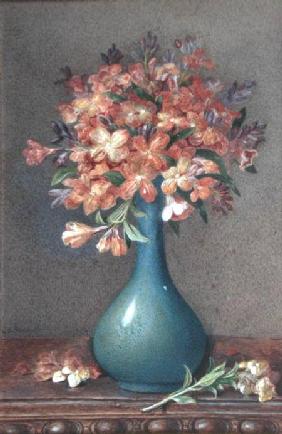 Flowers in a Blue Vase c.1870  on