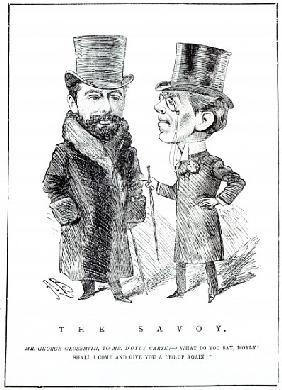 George Grossmith Jnr. and Richard D''Oyly Carte at ''The Savoy'', published in ''The Entr''acte'', M