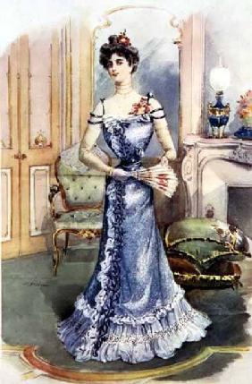 A Lady in her Sitting Room, magazine illustration by C. Drivan 19th centu