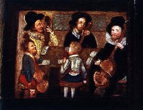 Musicians at Wadley House, detail from The Life and Death of Sir Henry Unton (1557-96) c.1596