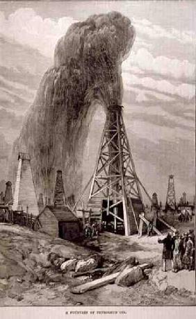 The Petroleum Oil Wells at Baku on the Caspian: A Fountain of Petroleum Oil, from 'The Illustrated L 6th Decemb