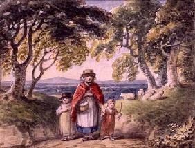 Portrait of a Woman and Two Children in a Woodland Landscape c.1820  on