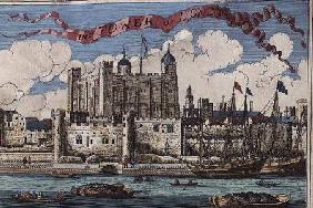 Tower of London Seen from the River Thames, from 'A Book of the Prospects of the Remarkable Places i c.1700
