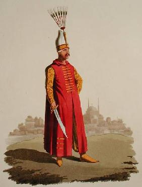 Turkish warrior, from 'Costumes of the Various Nations', Volume VII, 'The Military Costume of Turkey published