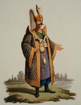 Turkish warrior, from 'Costumes of the Various Nations', Volume VII, 'The Military Costume of Turkey published