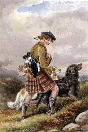 Young Scottish Gamekeeper with Dead Game c.1865  on