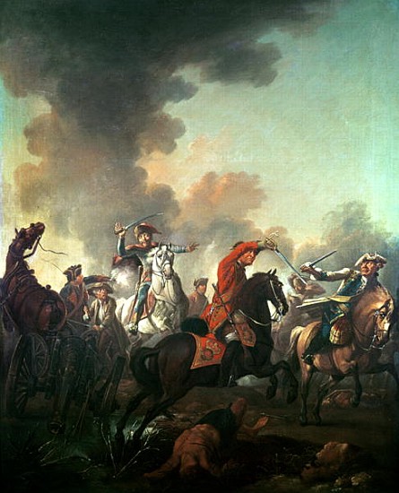 Thomas Brown at the Battle of Dettingen, 27th June 1743 von English School