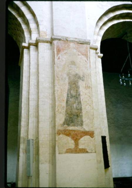 Wall painting from a Norman nave pier von English School