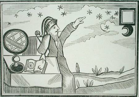 Wizard Consulting the Moon and the Stars, illustration from a collection of chapbooks on esoterica von English School