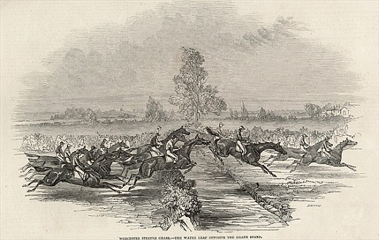 Worchester Steeple Chase: The Water Leap opposite the Grand Stand, from ''The Illustrated London New von English School