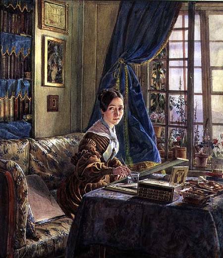 Young Girl Painting von English School