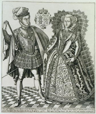 Portrait of Mary, Queen of Scots (1542-87) and Henry Stewart, Lord Darnley (1545-67) from the 'Book von English School, (17th century)