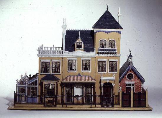Model villa made of carved wood in the architectural style of 1860's made by Thomas Risley (1872-193 von English School, (19th century)