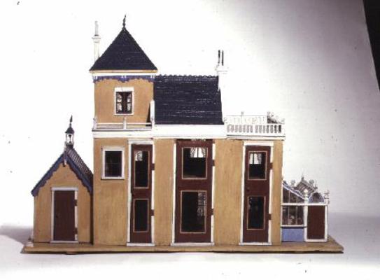Model villa made of carved wood in the architectural style of 1860's made by Thomas Risley (1872-193 von English School, (19th century)