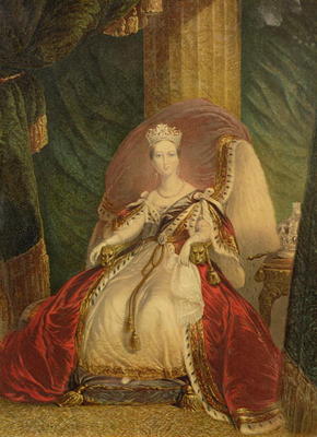 Portrait of Queen Victoria (1819-1901) (colour litho) von English School, (19th century)
