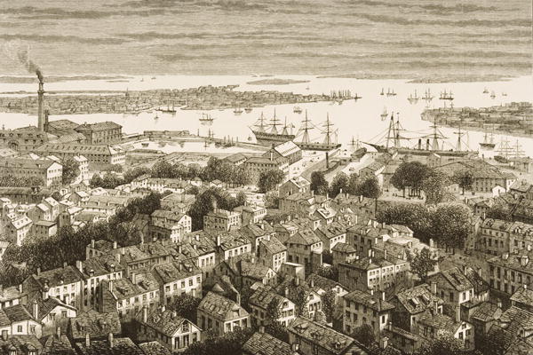 Boston, from Bunker's Hill, in c.1870, from 'American Pictures' published by the Religious Tract Soc von English School, (19th century)