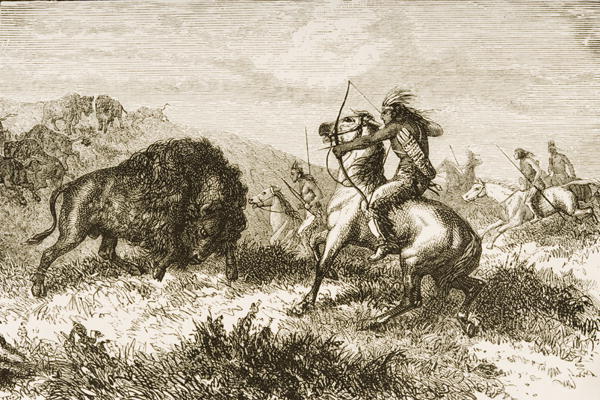 Buffalo Hunting on the Great Plains between St. Louis and Denver, c.1870, from 'American Pictures', von English School, (19th century)