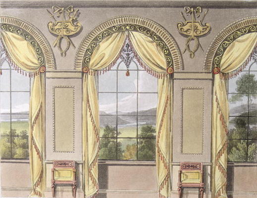 Dining room, plate 88 from Ackermann's Repository of Arts, published 1816 (colour litho) von English School, (19th century)