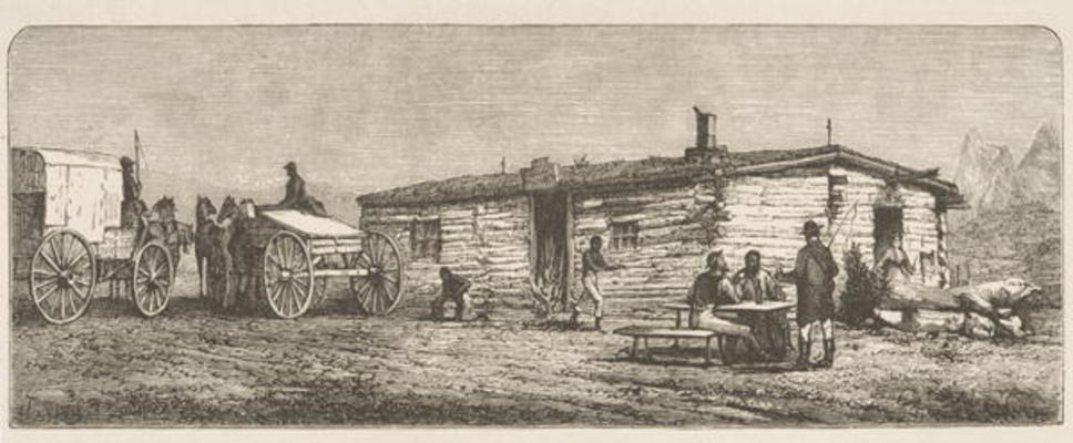 Old Post Station on the Prairie, near Denver, c.1870, from 'American Pictures', published by The Rel von English School, (19th century)