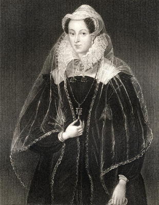 Portrait of Mary, Queen of Scots (1542-87), from 'Lodge's British Portraits', 1823 (litho) von English School, (19th century)