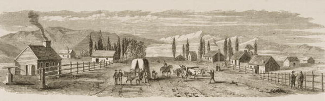 Salt Lake City in 1850, from 'American Pictures', published by The Religious Tract Society, 1876 (en von English School, (19th century)