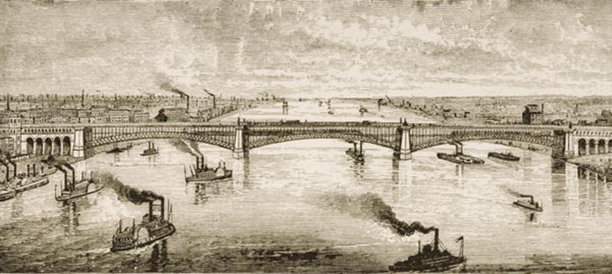 Steel Bridge Crossing the Mississippi River at St. Louis, c.1874, from 'American Pictures', publishe von English School, (19th century)