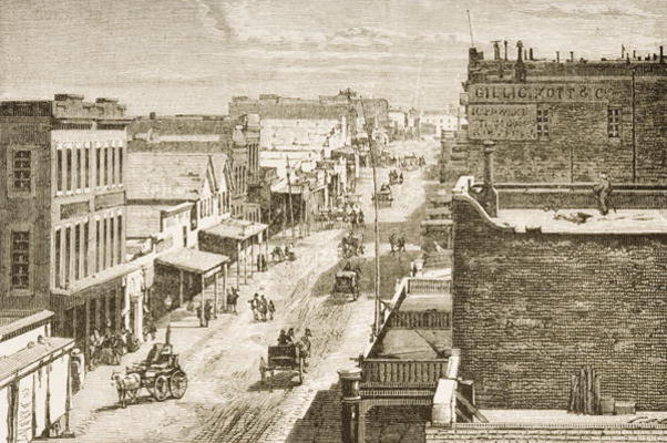 Street in Virginia City, Nevada, from 'American Pictures', published by The Religious Tract Society, von English School, (19th century)