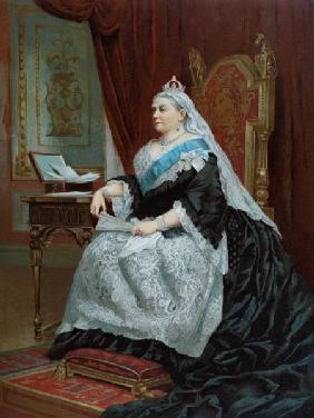 Portrait of Queen Victoria (1819-1901) at the time of her Golden Jubilee in 1887, 1887 (colour litho 19th