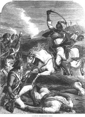 Death of the Rohilla Chief in 1781 (engraving) (b&w photo) 19th