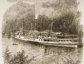 Excursion steamer on the Hudson River, in c.1870, from 'American Pictures' published by the Religiou 1841
