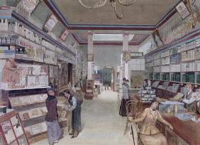 Interior of a London Shop, late 19th century (w/c on paper)