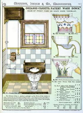 Okeanos Closets from a catalogue of sanitary wares produced by Morrison, Ingram & Co., Manchester, p