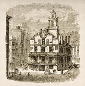 Old State House, Boston, in c.1870, from 'American Pictures' published by the Religious Tract Societ 19th