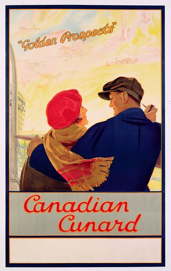 Poster advertising 'Cunard' routes to Canada von English School, (20th century)