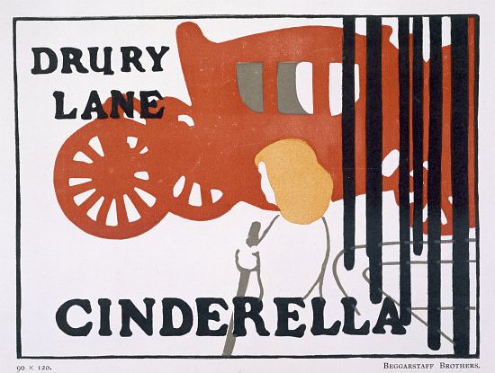 Poster for Cinderella at the Drury Lane Theatre, London, pub. by Beggarstaff brothers von English School, (20th century)