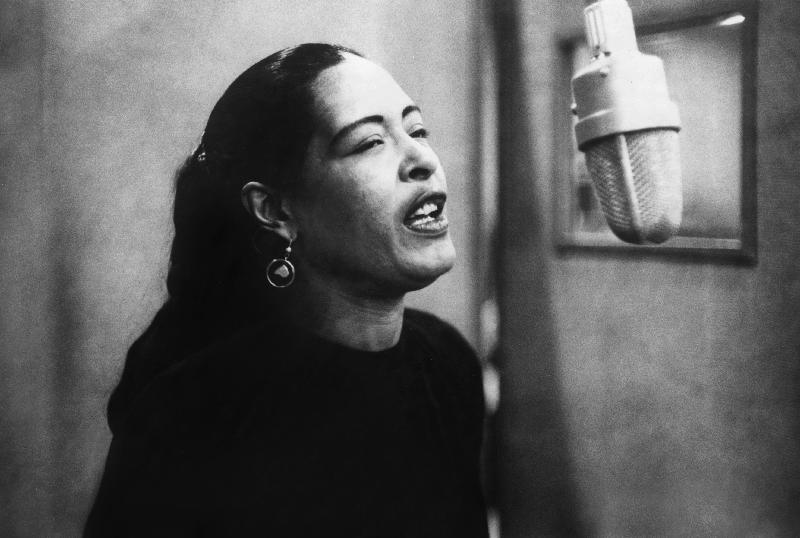 Jazz and blues Singer Billie Holiday during recording session von English Celebrities Photographer