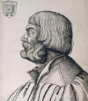 Profile portrait of Albrecht Durer (1471-1528), 1527 (woodcut) 1811