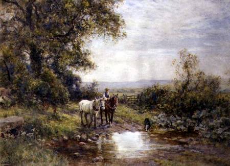 Horses by a Stream von Ernest Albert Waterlow