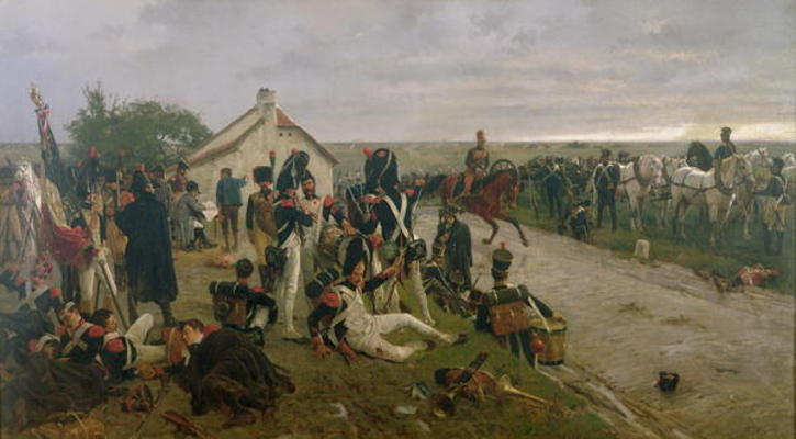 The Morning of The Battle of Waterloo: the French Await Napoleon's Orders, 1876 (oil on canvas) von Ernest Crofts