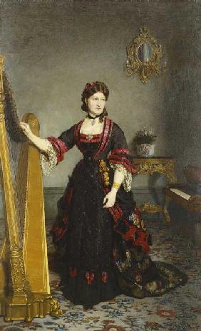 Porträt einer Dame mit Harfe 1877