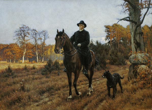 Bismarck on Horseback with Dog (oil print) von Ernest Henseler