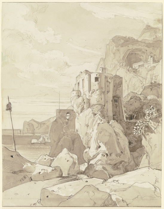 Amalfi, Blick über einen Wachturm auf S. Francesco von Ernst Fries