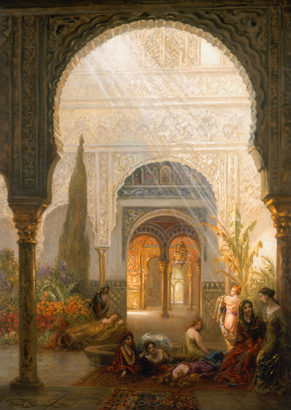 Der Patio de la Reina im Alcazar, Sevilla. von Ernst Karl Eugen Körner