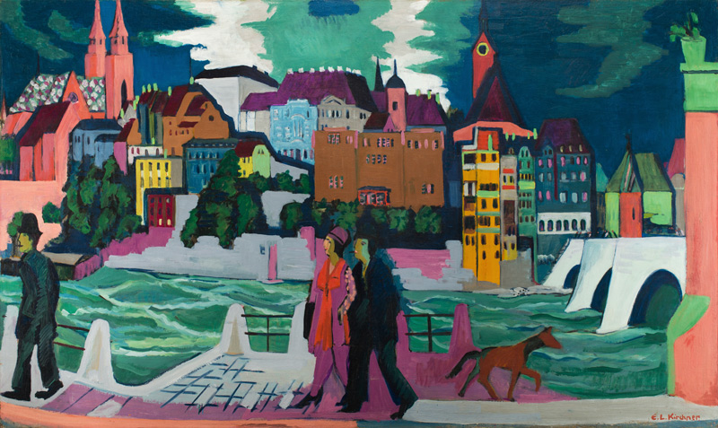 Ansicht von Basel und dem Rhein. 1927-28 von Ernst Ludwig Kirchner