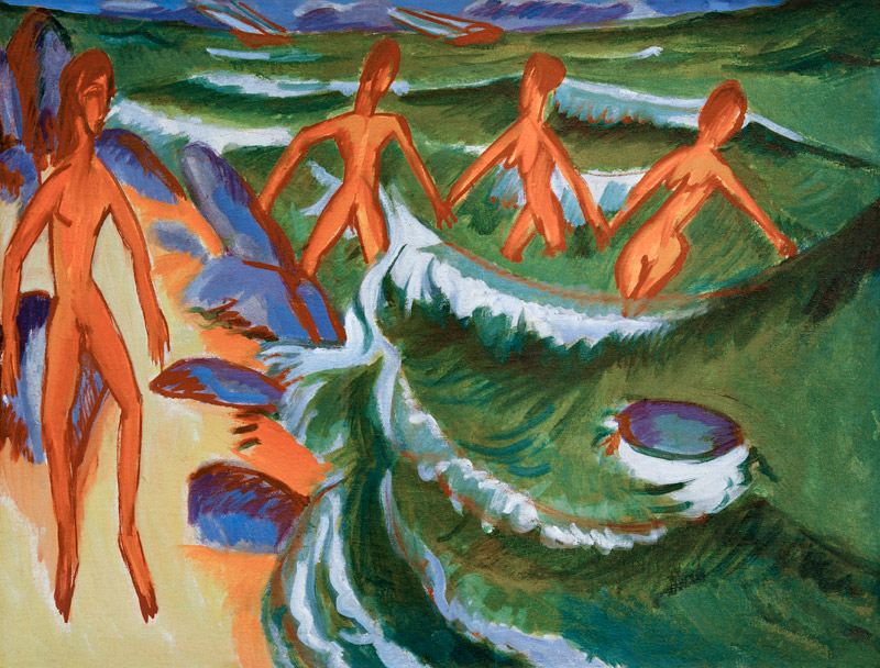 Badende am Strand von Ernst Ludwig Kirchner