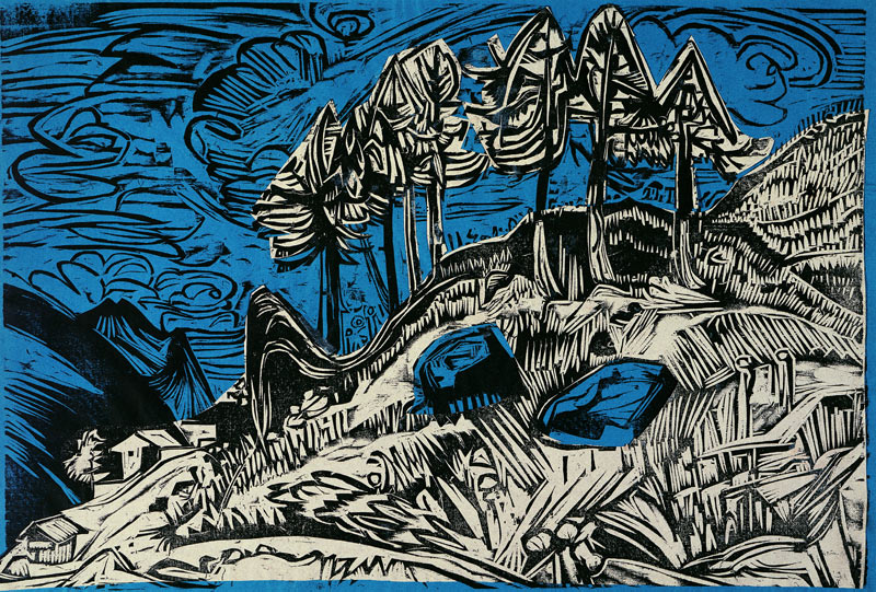 Bäume auf einem Berghang von Ernst Ludwig Kirchner
