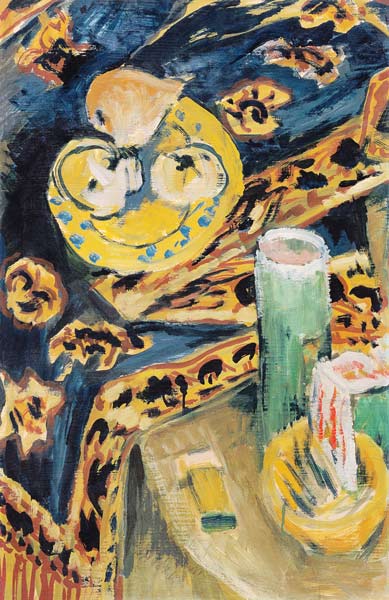Stillleben mit Fruchtschale und Kerze von Ernst Ludwig Kirchner