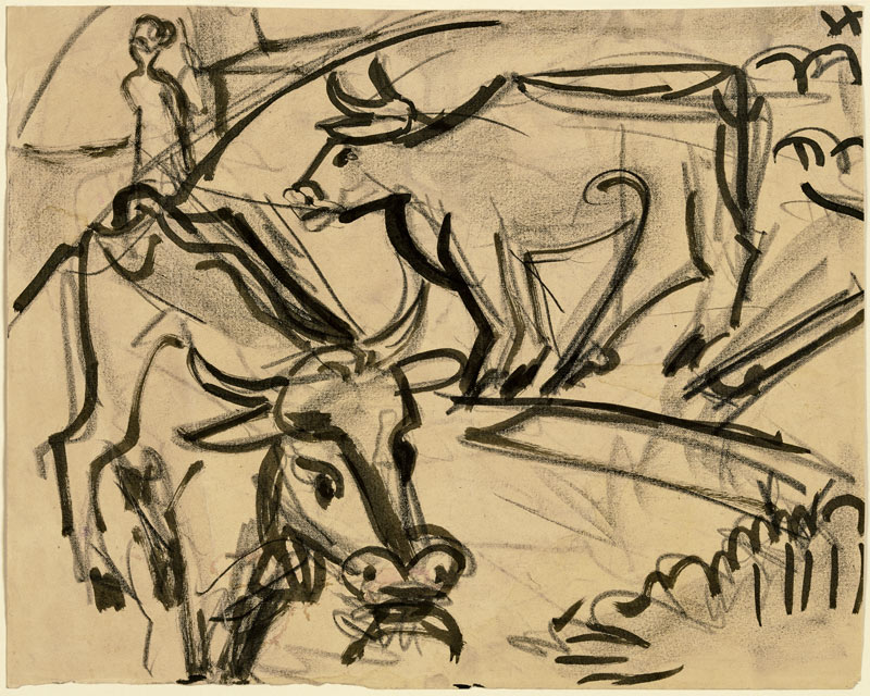 Zwei Kühe von Ernst Ludwig Kirchner